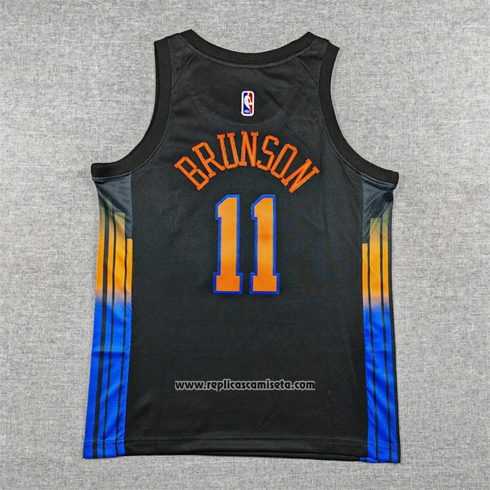 Camiseta Nino New York Knicks Jalen Brunson NO 11 Statement 2025-26 Negro